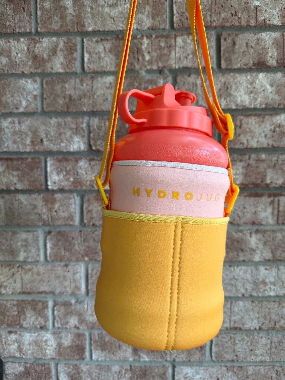 HydroJug Coral & Pink Water Bottle with Yellow Neoprene Carrier